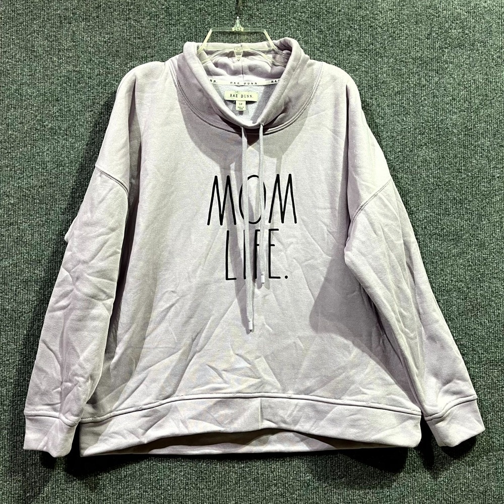 Rae Dunn Mom Life Sweatshirt Women Small Plum Fleece Lined Mock Neck Street Wear